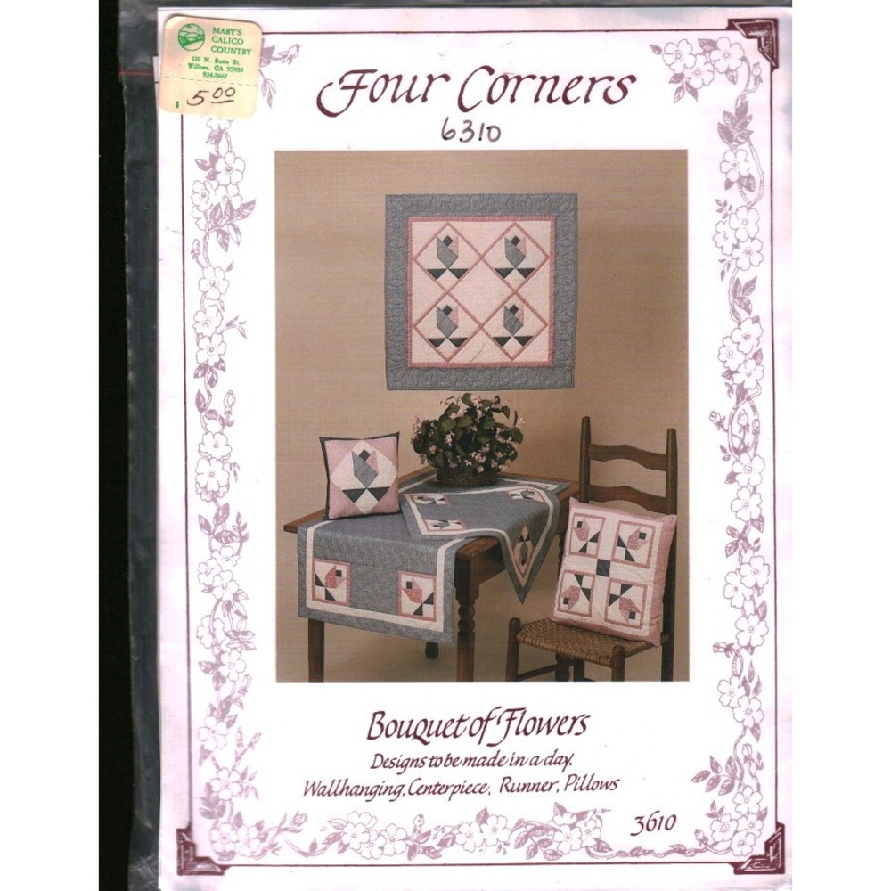 Four Corners 6310 Bouquet of Flowers Quilt Pattern Wallhanging Runner Pillows
